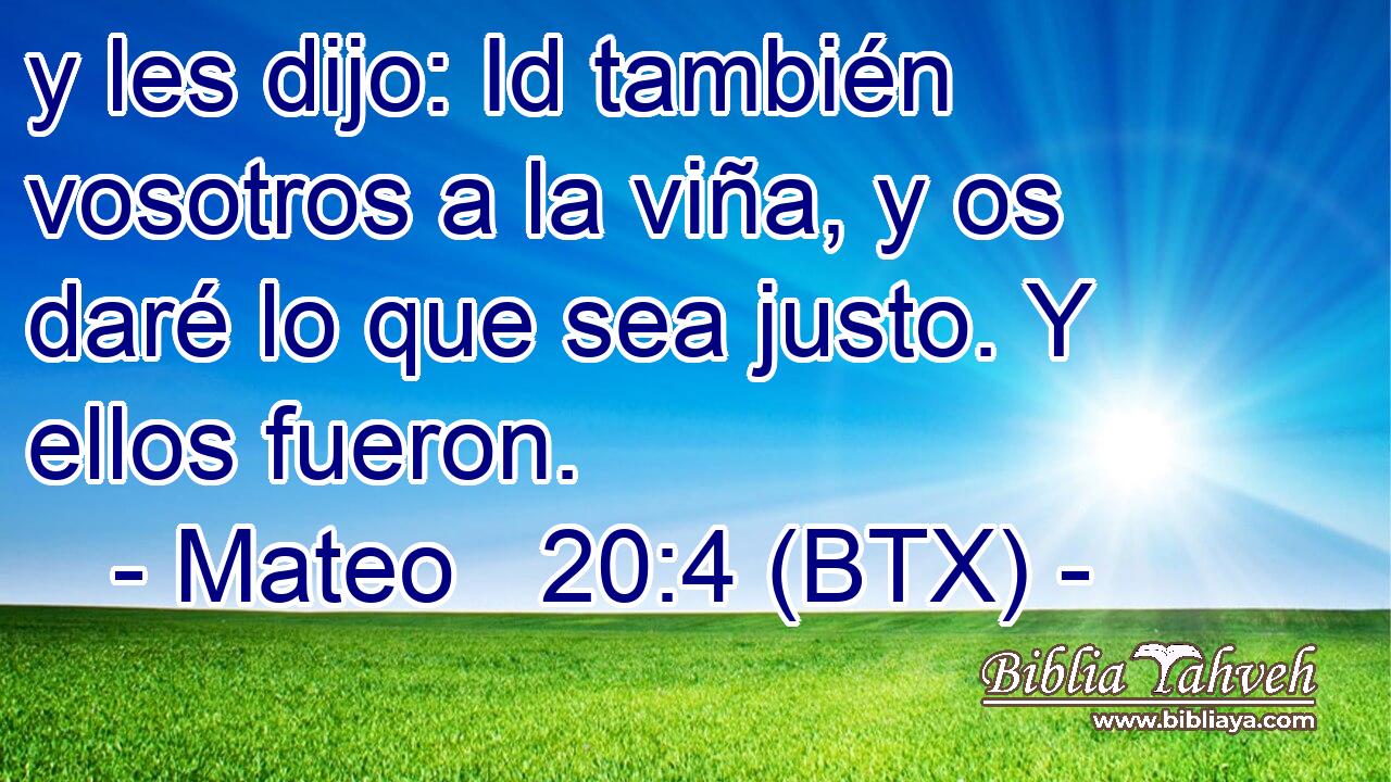y les dijo: Id también vosotros a la viña, y os daré lo que sea justo. Y ellos fueron.