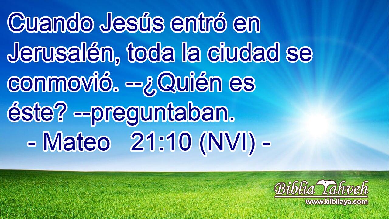  Cuando Jesús entró en Jerusalén, toda la ciudad se conmovió. --¿Quién es éste? --preguntaban. 