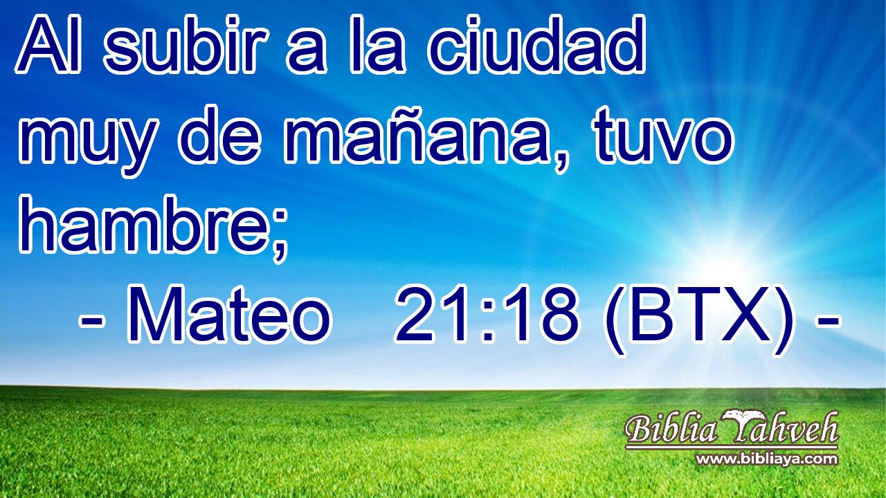 Al subir a la ciudad muy de mañana, tuvo hambre;