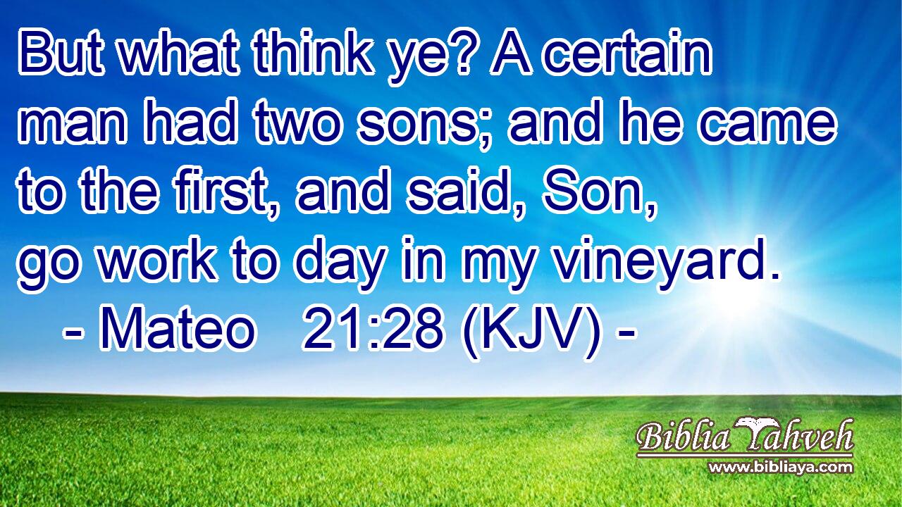 But what think ye? A certain man had two sons; and he came to the first, and said, Son, go work to day in my vineyard.