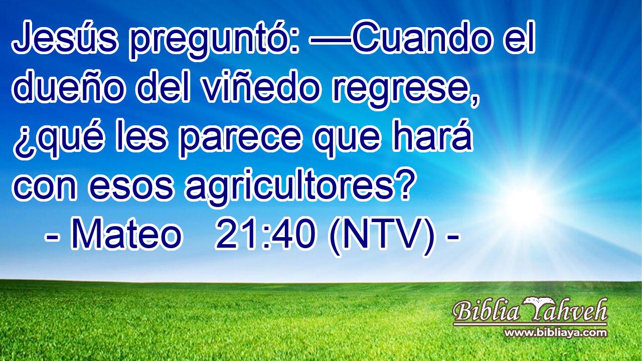 Jesús preguntó: —Cuando el dueño del viñedo regrese, ¿qué les parece que hará con esos agricultores?