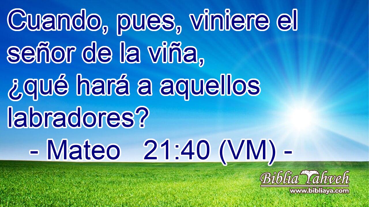  Cuando, pues, viniere el señor de la viña, ¿qué hará a aquellos labradores? 