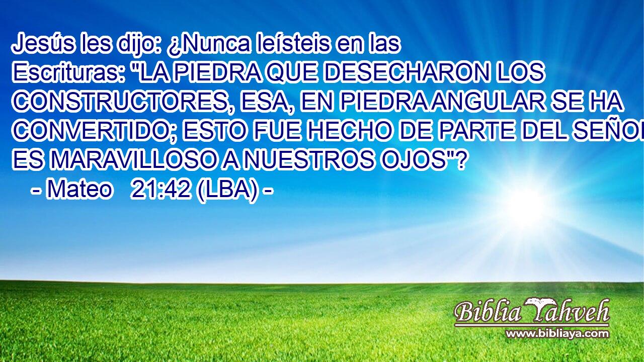 Jesús les dijo: ¿Nunca leísteis en las Escrituras: 