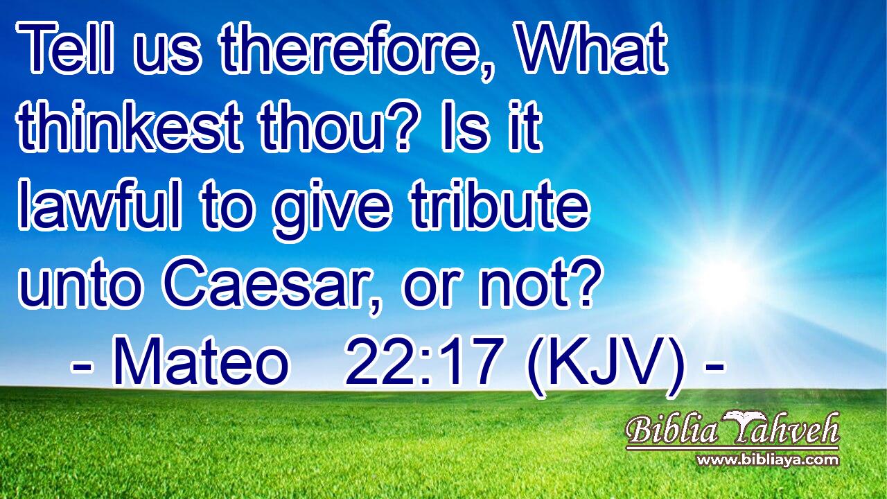 Tell us therefore, What thinkest thou? Is it lawful to give tribute unto Caesar, or not?