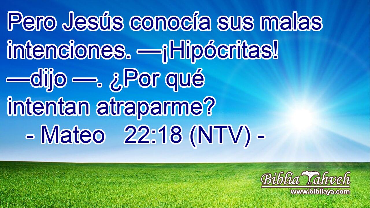 Pero Jesús conocía sus malas intenciones. —¡Hipócritas! —dijo —. ¿Por qué intentan atraparme?