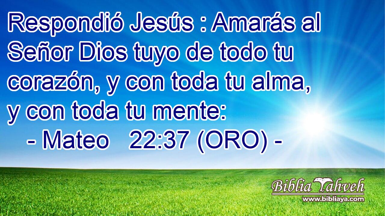  Respondió Jesús : Amarás al Señor Dios tuyo de todo tu corazón, y con toda tu alma, y con toda tu mente: 