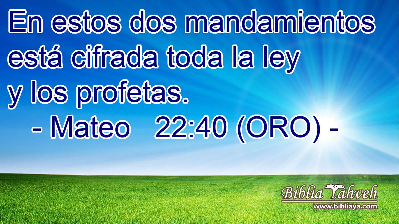  En estos dos mandamientos está cifrada toda la ley y los profetas. 