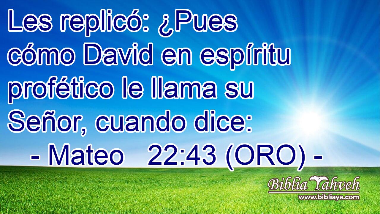 Les replicó: ¿Pues cómo David en espíritu profético le llama su Señor, cuando dice: 