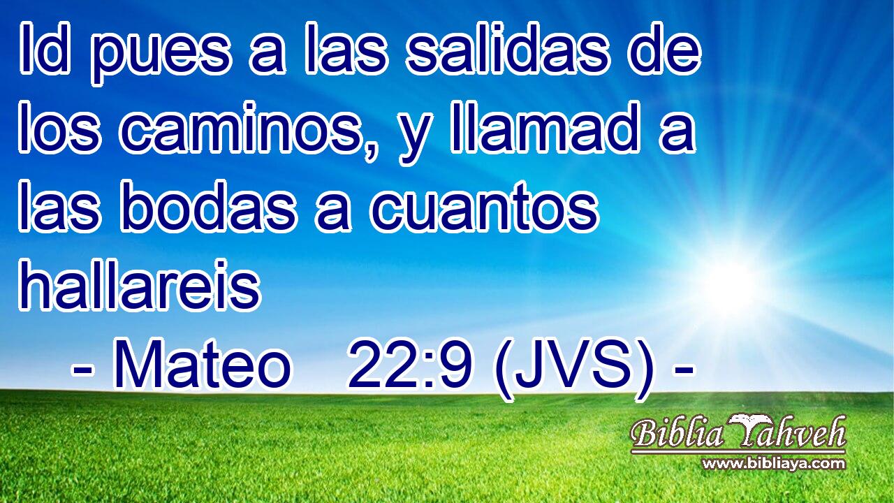 Id pues a las salidas de los caminos, y llamad a las bodas a cuantos hallareis