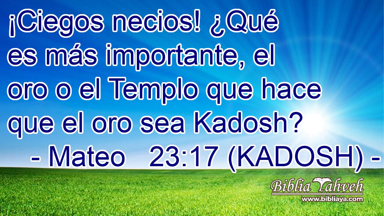  ¡Ciegos necios! ¿Qué es más importante, el oro o el Templo que hace que el oro sea Kadosh? 