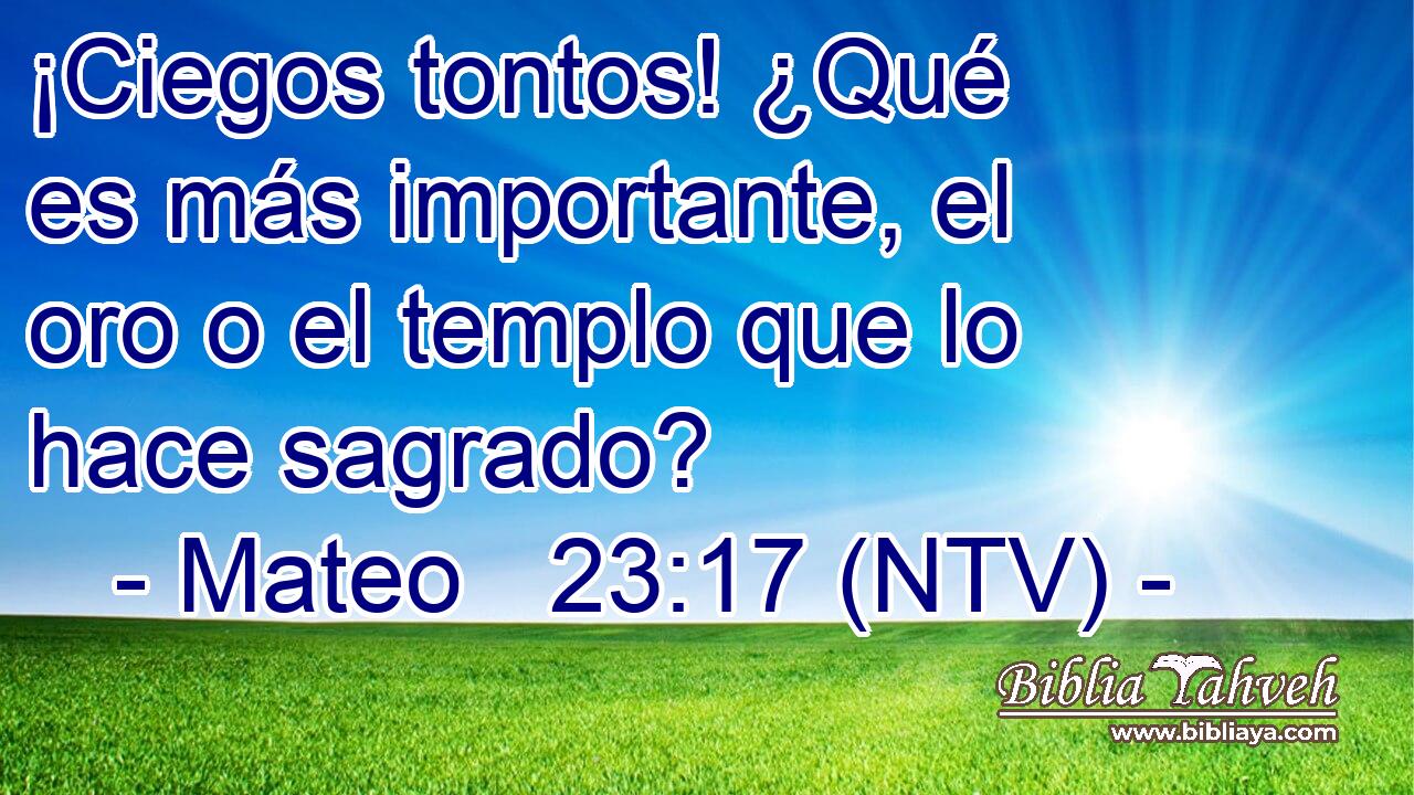 ¡Ciegos tontos! ¿Qué es más importante, el oro o el templo que lo hace sagrado?
