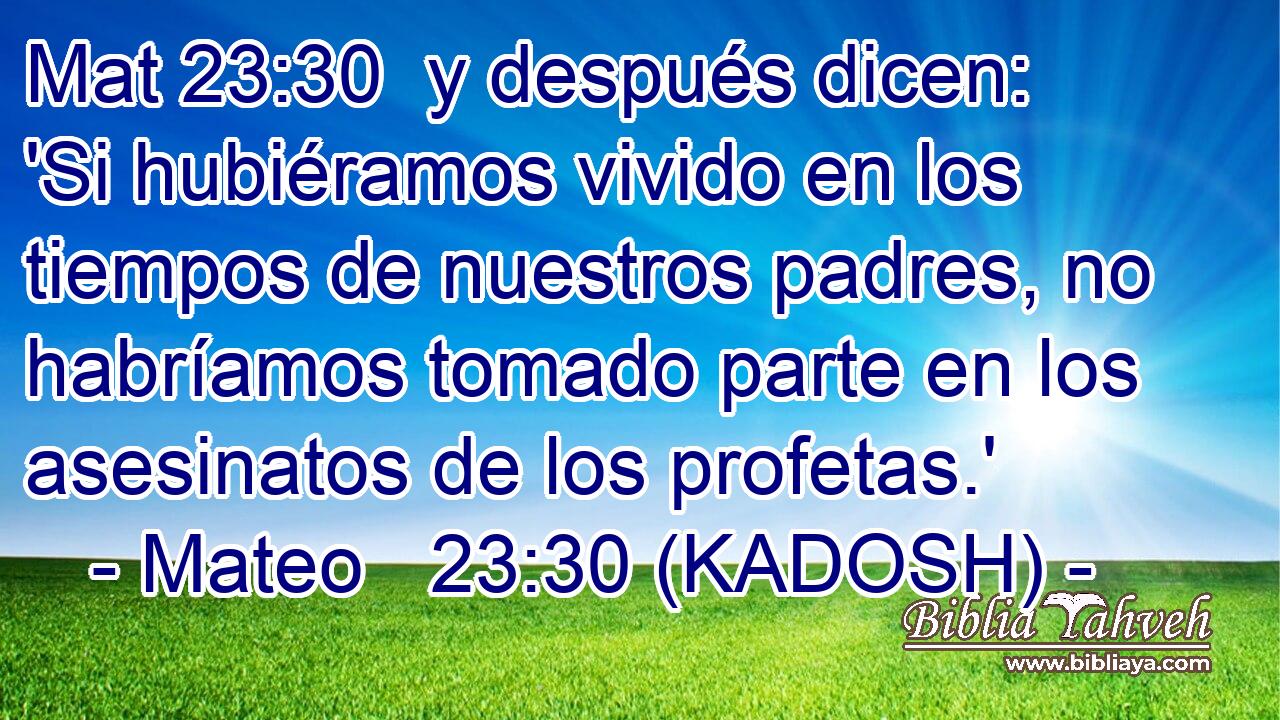  y después dicen: 'Si hubiéramos vivido en los tiempos de nuestros padres, no habríamos tomado parte en los asesinatos de los profetas.' 