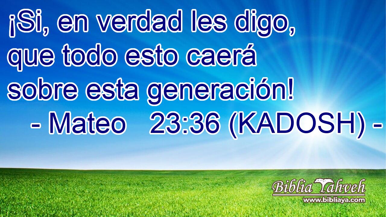 ¡Si, en verdad les digo, que todo esto caerá sobre esta generación! 