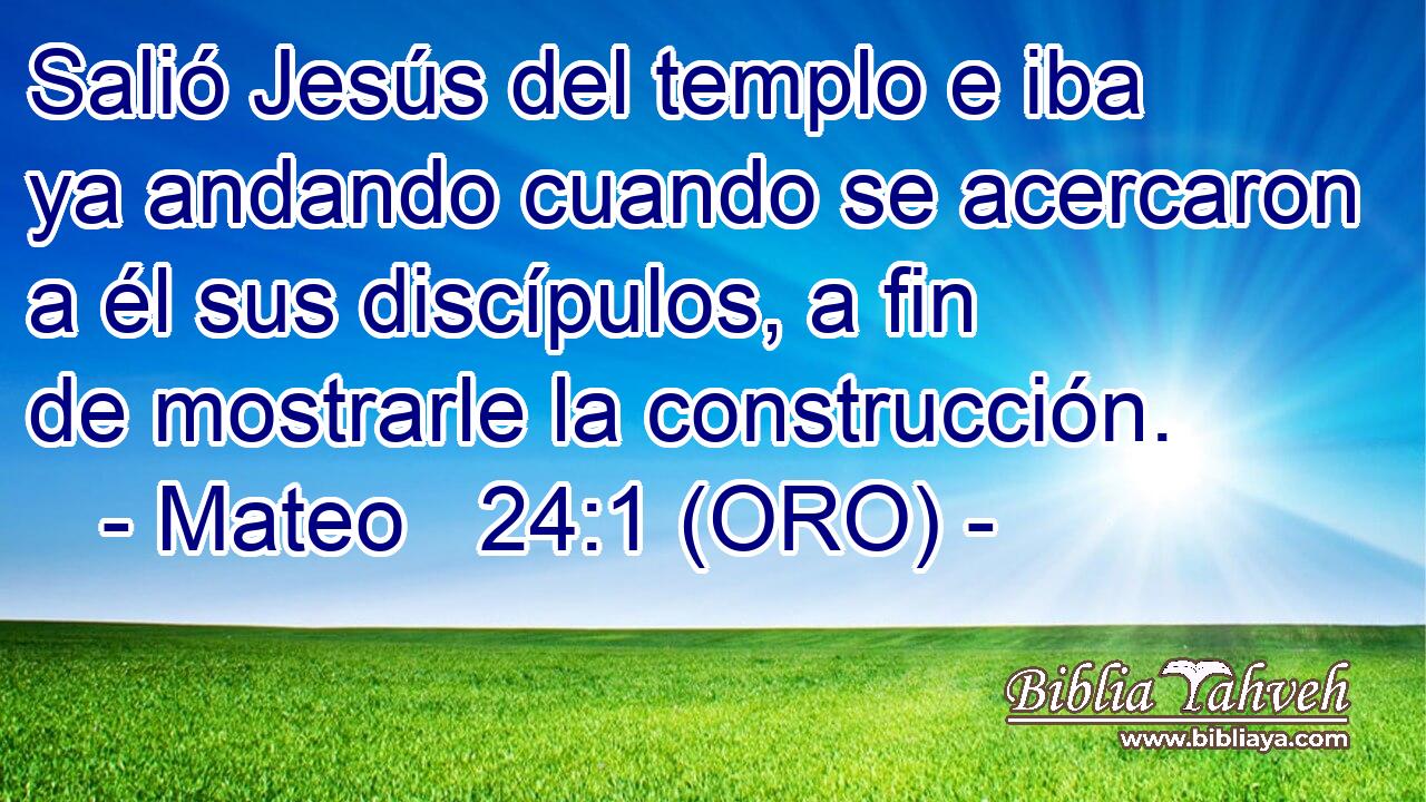  Salió Jesús del templo e iba ya andando cuando se acercaron a él sus discípulos, a fin de mostrarle la construcción. 
