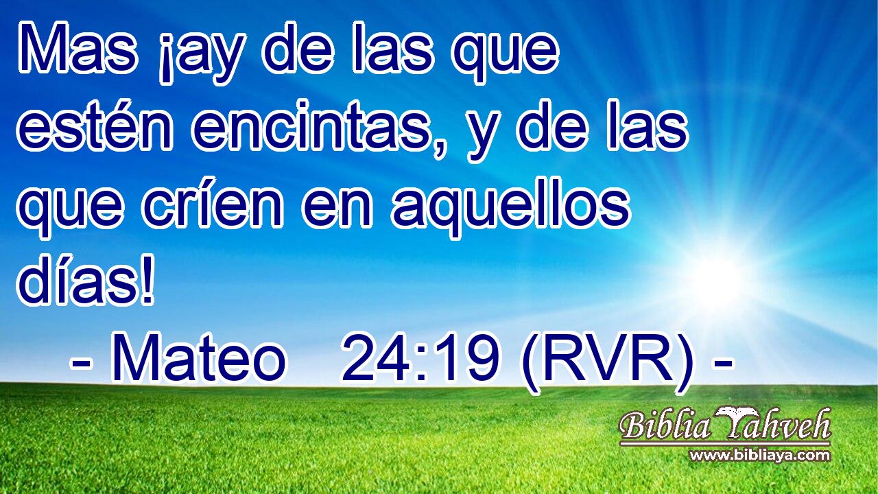 Mas ¡ay de las que estén encintas, y de las que críen en aquellos días!
