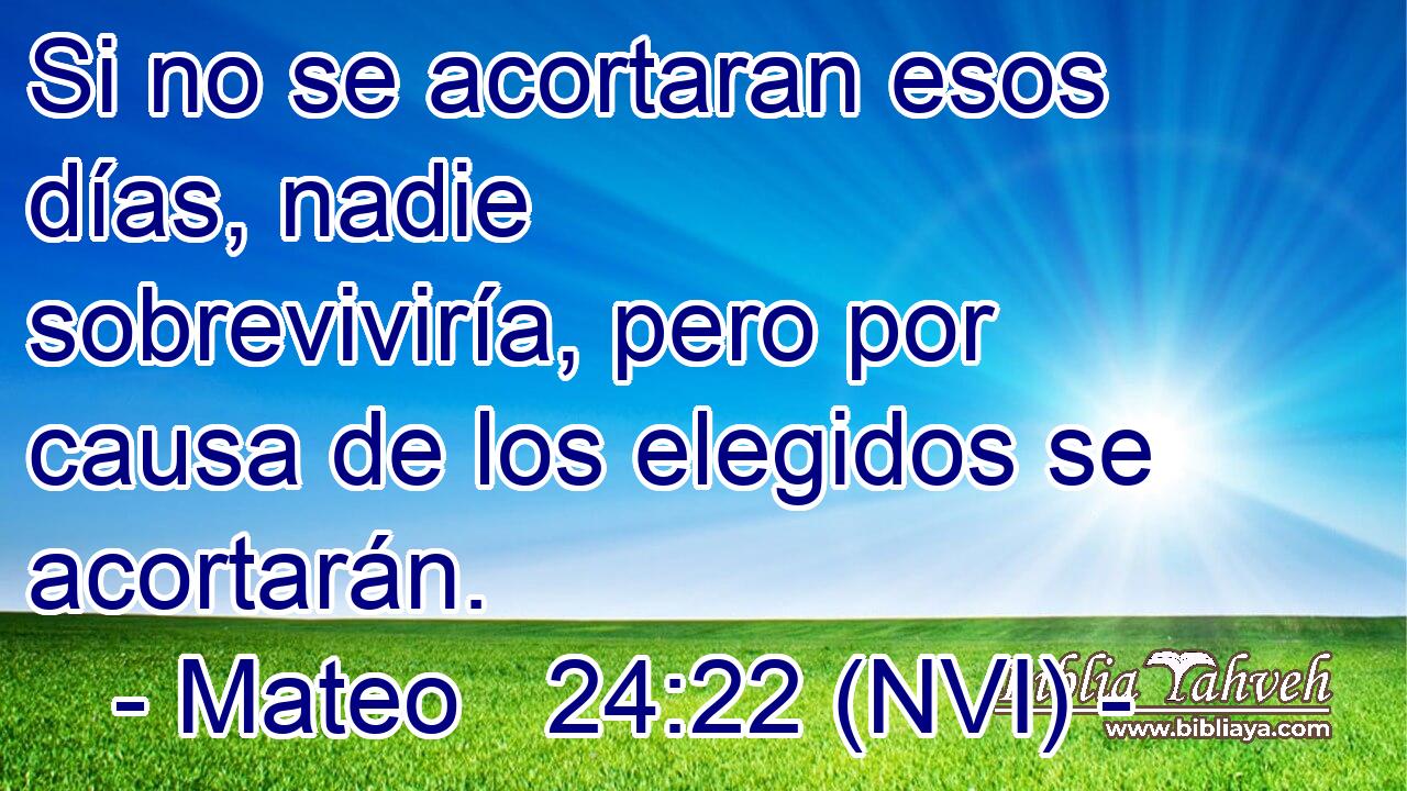  Si no se acortaran esos días, nadie sobreviviría, pero por causa de los elegidos se acortarán. 