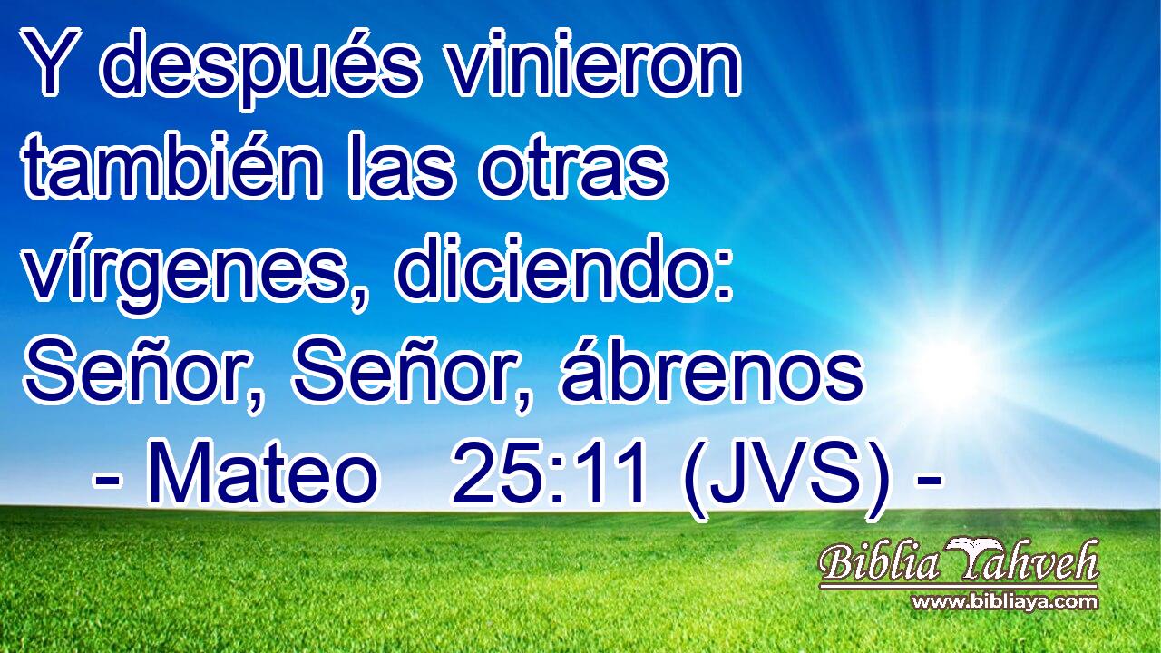 Y después vinieron también las otras vírgenes, diciendo: Señor, Señor, ábrenos