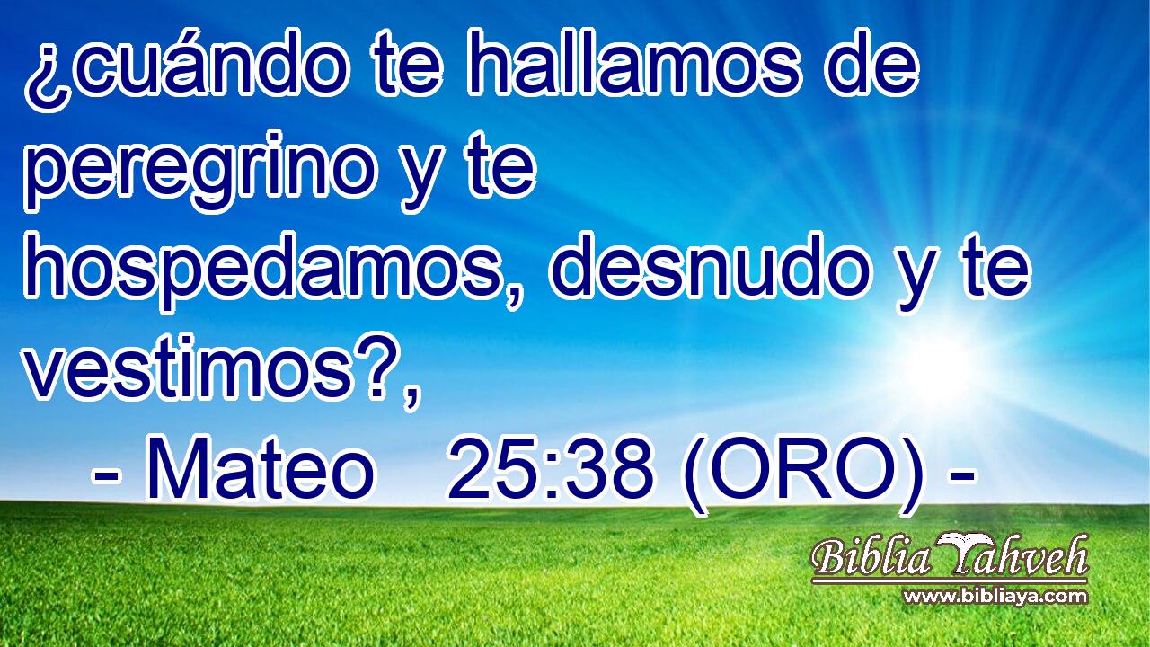  ¿cuándo te hallamos de peregrino y te hospedamos, desnudo y te vestimos?, 