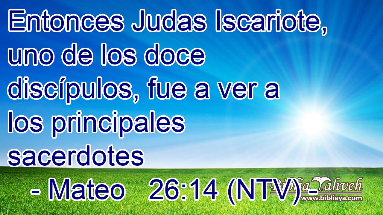 Entonces Judas Iscariote, uno de los doce discípulos, fue a ver a los principales sacerdotes