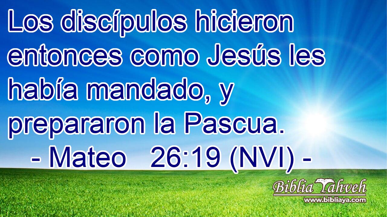  Los discípulos hicieron entonces como Jesús les había mandado, y prepararon la Pascua. 
