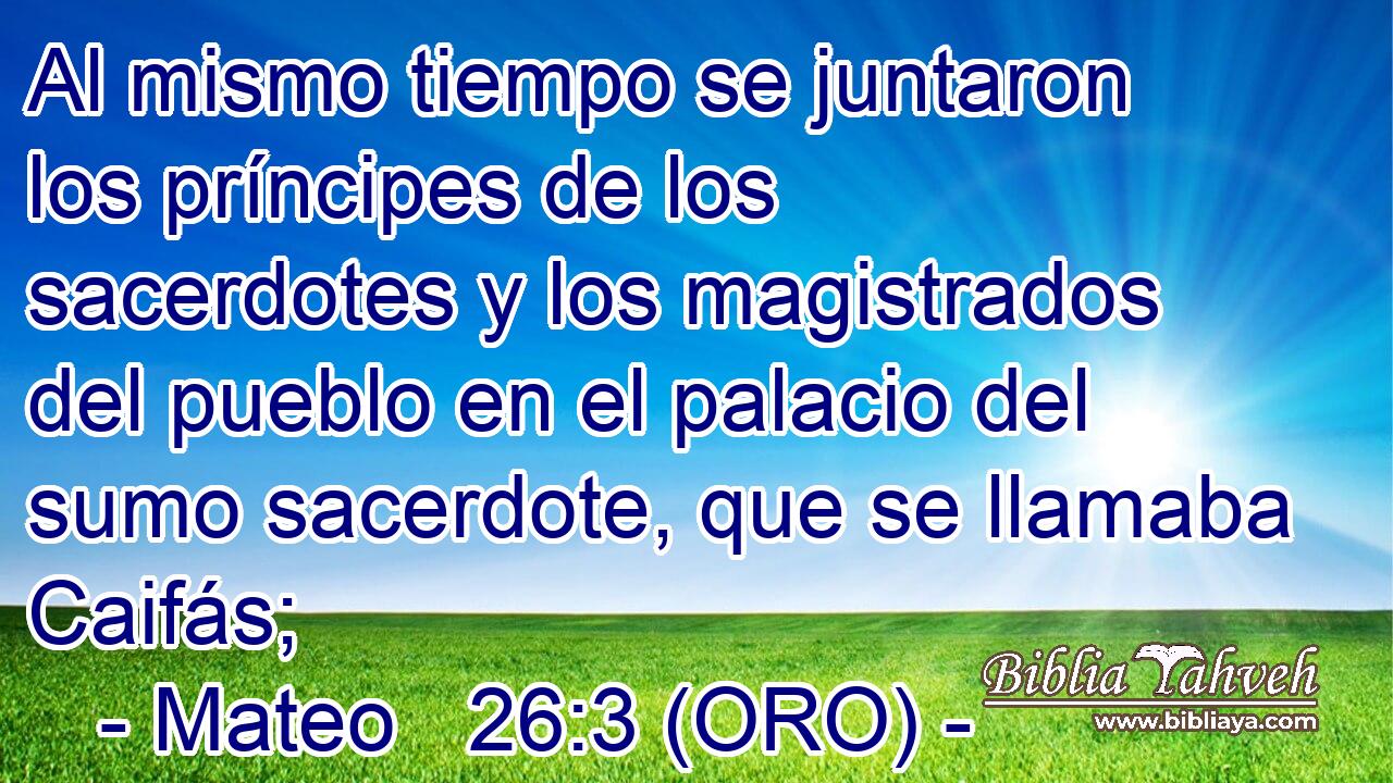  Al mismo tiempo se juntaron los príncipes de los sacerdotes y los magistrados del pueblo en el palacio del sumo sacerdote, que se llamaba Caifás; 