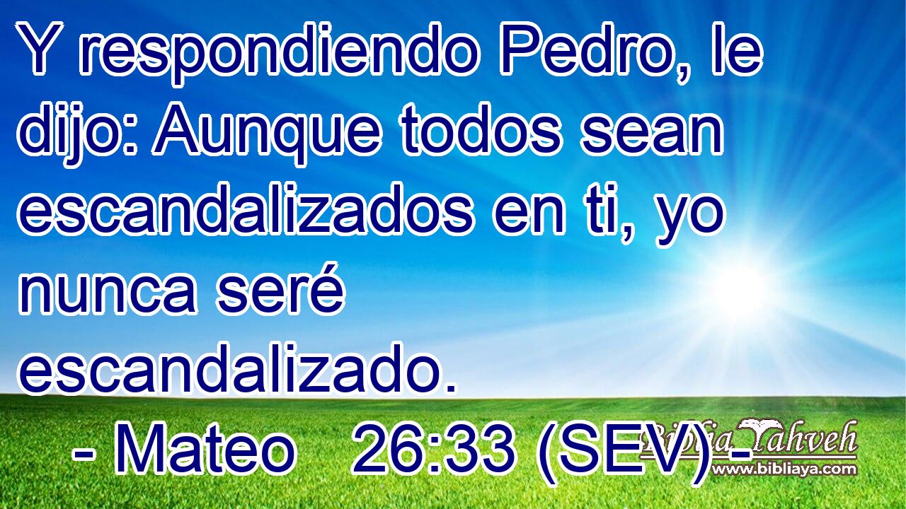 Y respondiendo Pedro, le dijo: Aunque todos sean escandalizados en ti, yo nunca seré escandalizado.