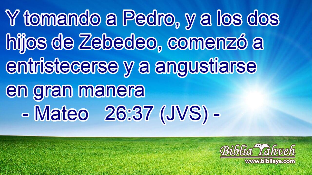 Y tomando a Pedro, y a los dos hijos de Zebedeo, comenzó a entristecerse y a angustiarse en gran manera