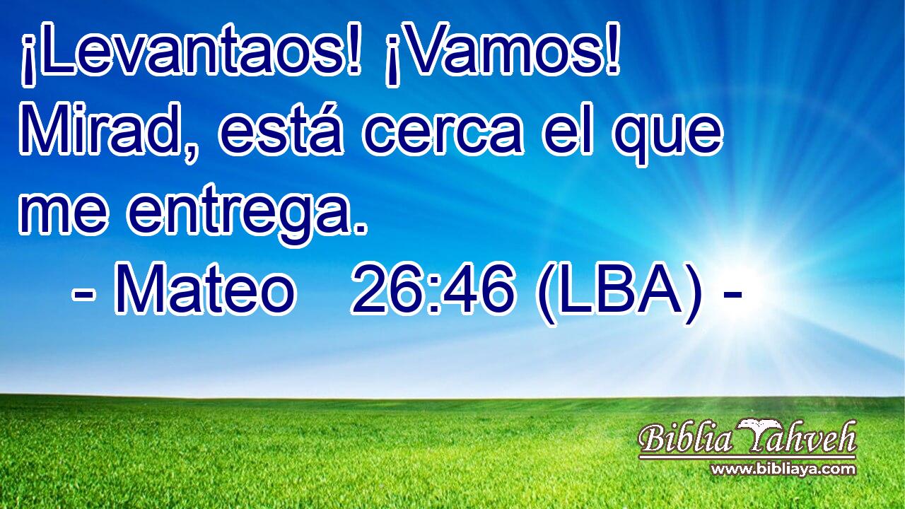 ¡Levantaos! ¡Vamos! Mirad, está cerca el que me entrega.