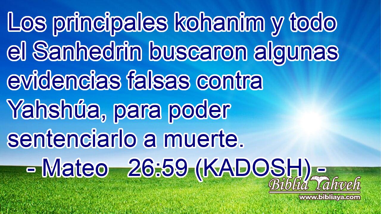  Los principales kohanim y todo el Sanhedrin buscaron algunas evidencias falsas contra Yahshúa, para poder sentenciarlo a muerte. 