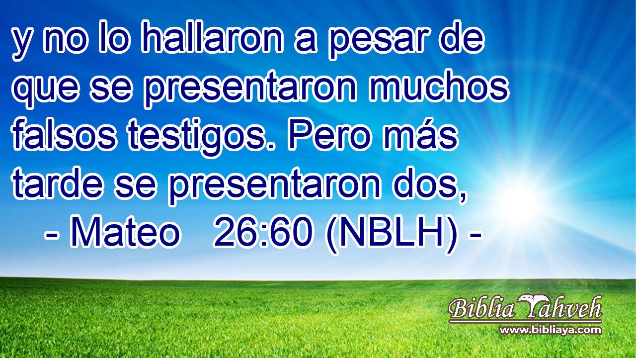  y no lo hallaron a pesar de que se presentaron muchos falsos testigos. Pero más tarde se presentaron dos, 