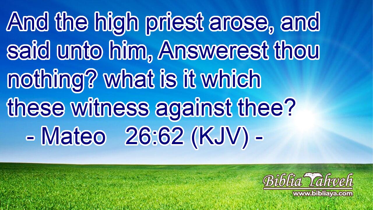 And the high priest arose, and said unto him, Answerest thou nothing? what is it which these witness against thee?