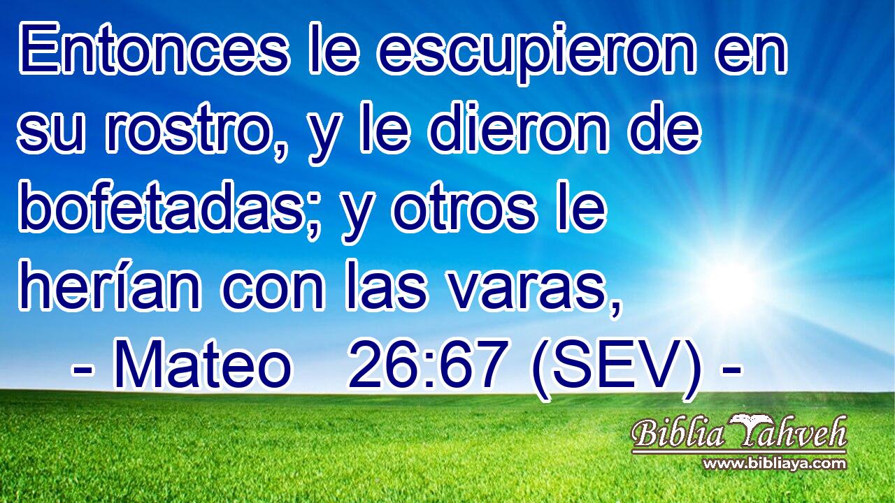 Entonces le escupieron en su rostro, y le dieron de bofetadas; y otros le herían con las varas,