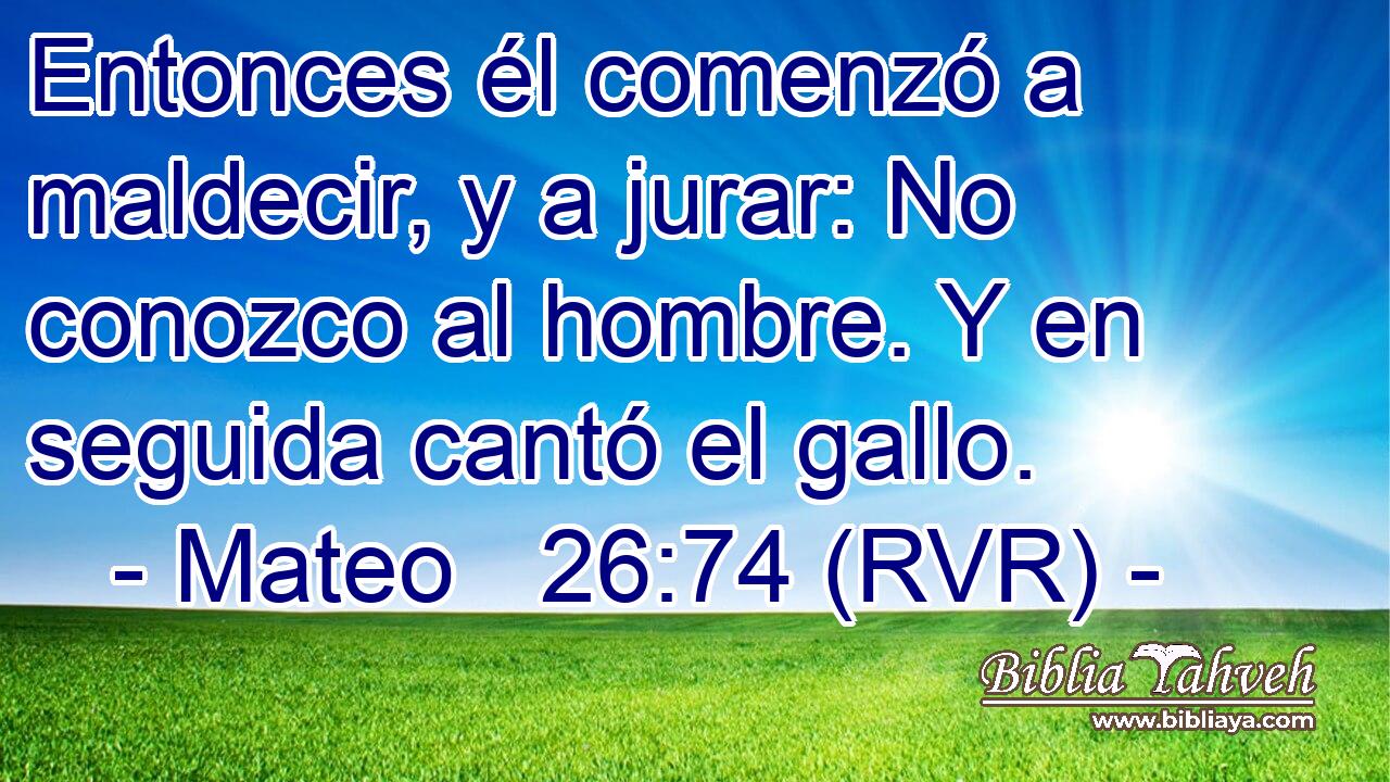 Entonces él comenzó a maldecir, y a jurar: No conozco al hombre. Y en seguida cantó el gallo.