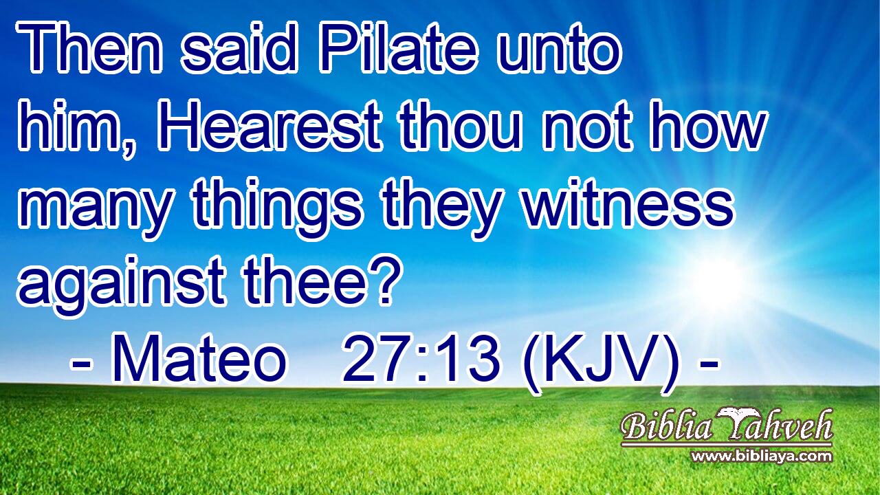Then said Pilate unto him, Hearest thou not how many things they witness against thee?