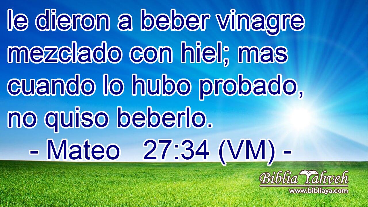  le dieron a beber vinagre mezclado con hiel; mas cuando lo hubo probado, no quiso beberlo. 