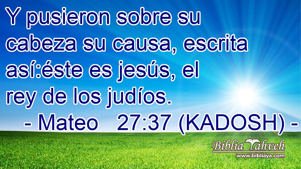  Y pusieron sobre su cabeza su causa, escrita así:éste es jesús, el rey de los judíos. 