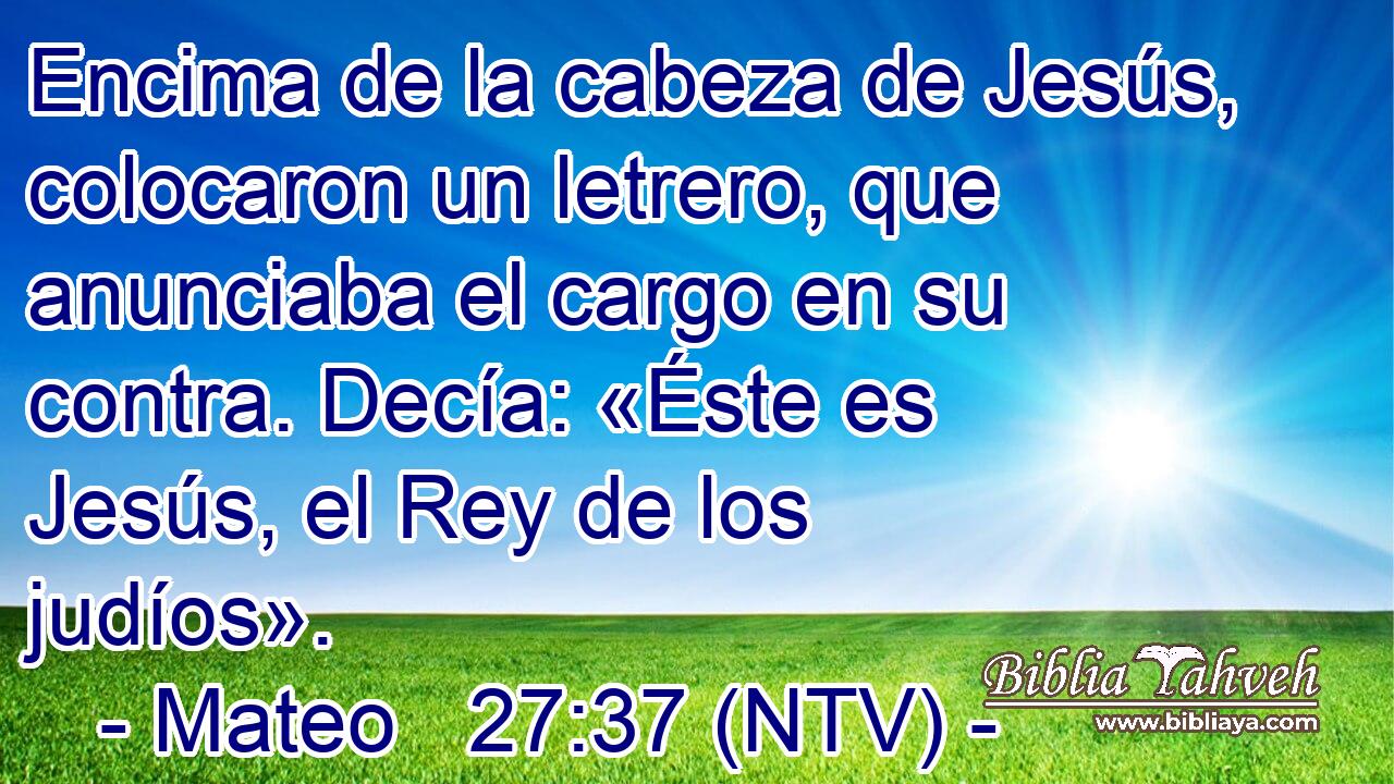 Encima de la cabeza de Jesús, colocaron un letrero, que anunciaba el cargo en su contra. Decía: «Éste es Jesús, el Rey de los judíos».