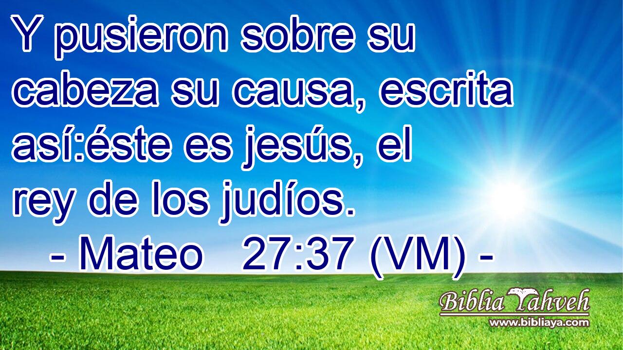  Y pusieron sobre su cabeza su causa, escrita así:éste es jesús, el rey de los judíos. 