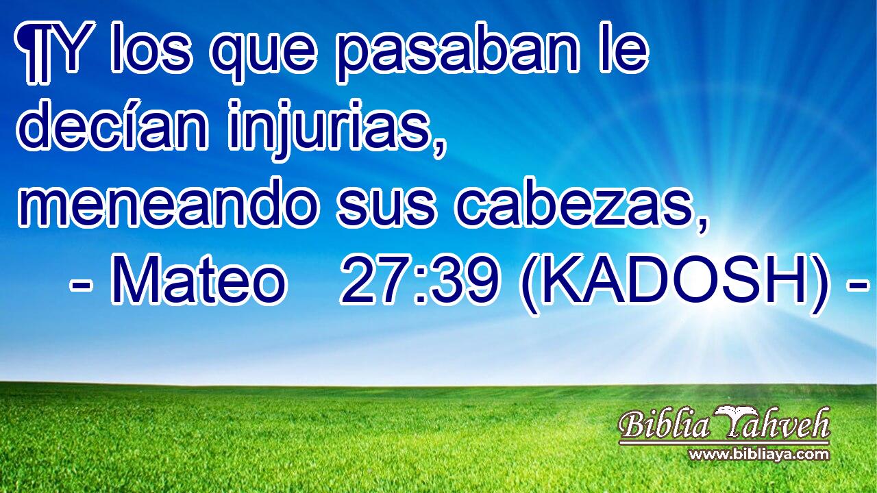  ¶Y los que pasaban le decían injurias, meneando sus cabezas, 