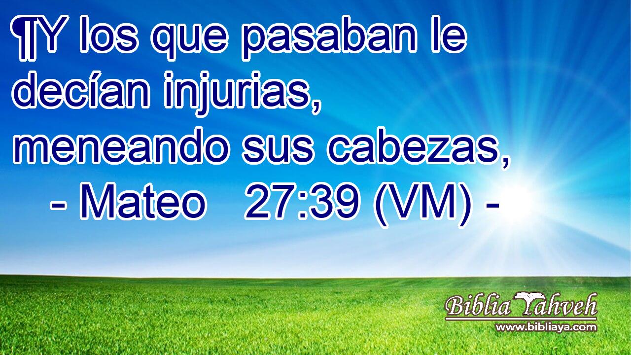  ¶Y los que pasaban le decían injurias, meneando sus cabezas, 