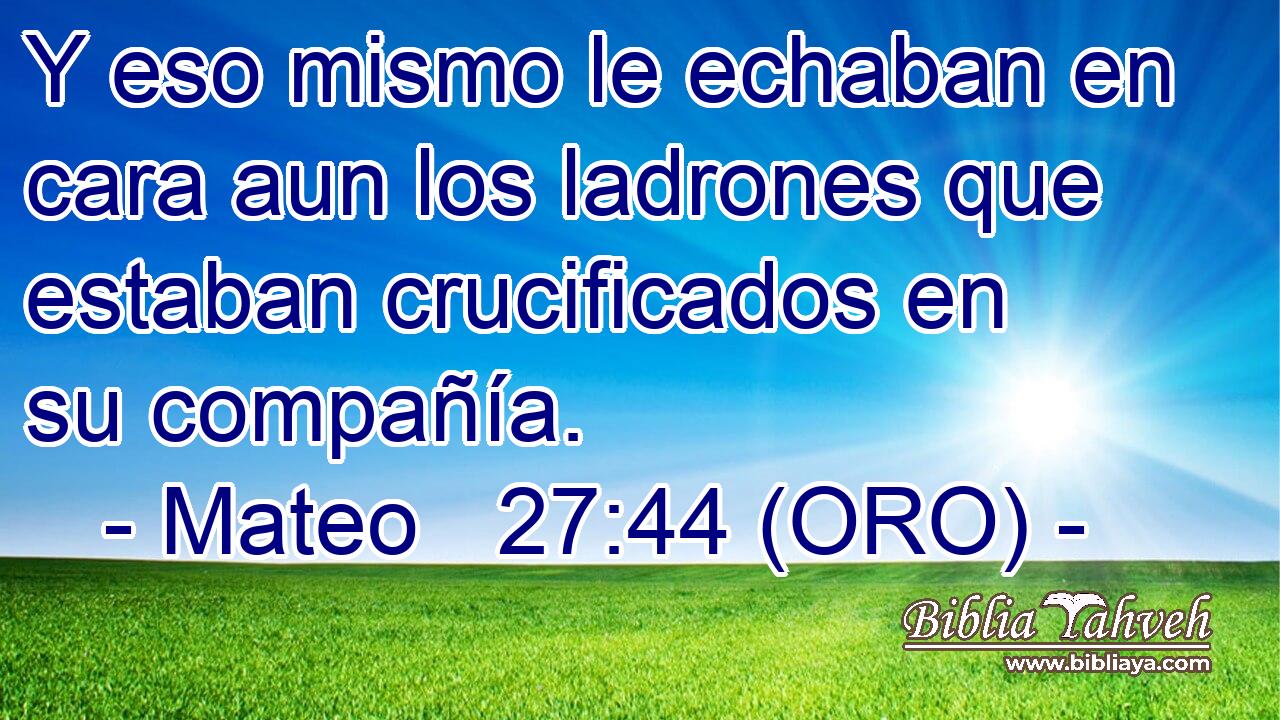  Y eso mismo le echaban en cara aun los ladrones que estaban crucificados en su compañía. 