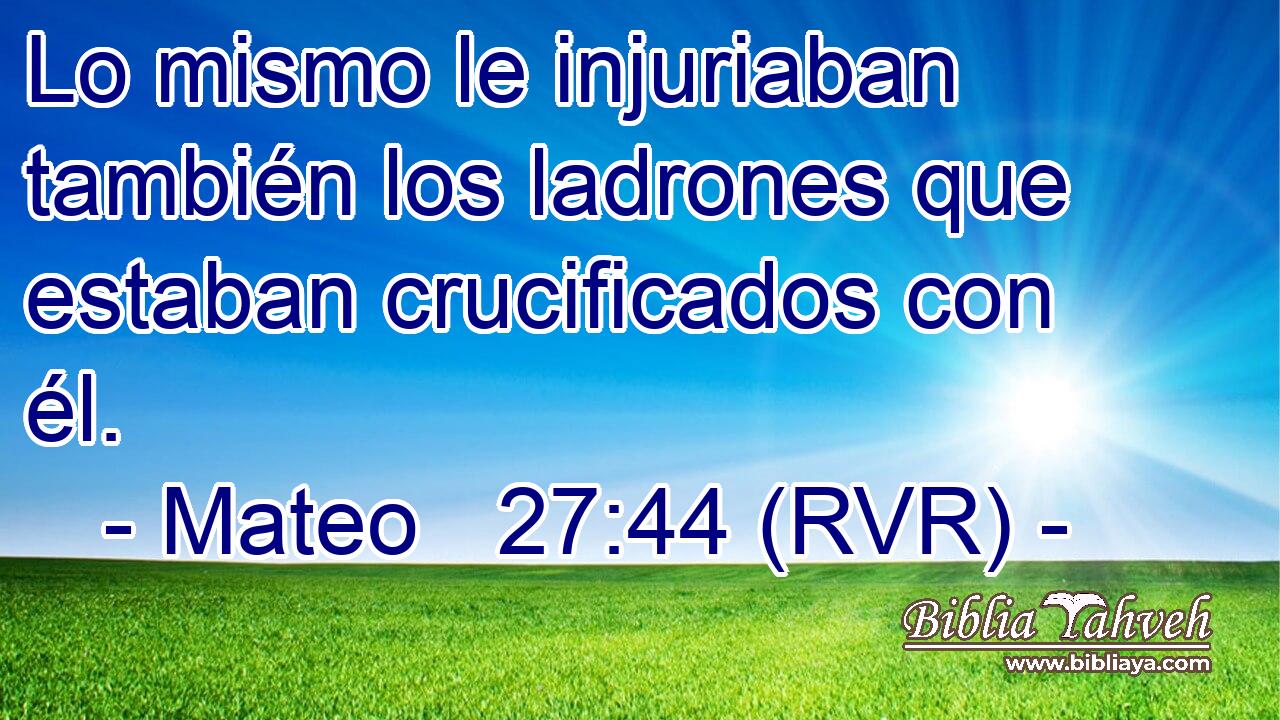 Lo mismo le injuriaban también los ladrones que estaban crucificados con él.