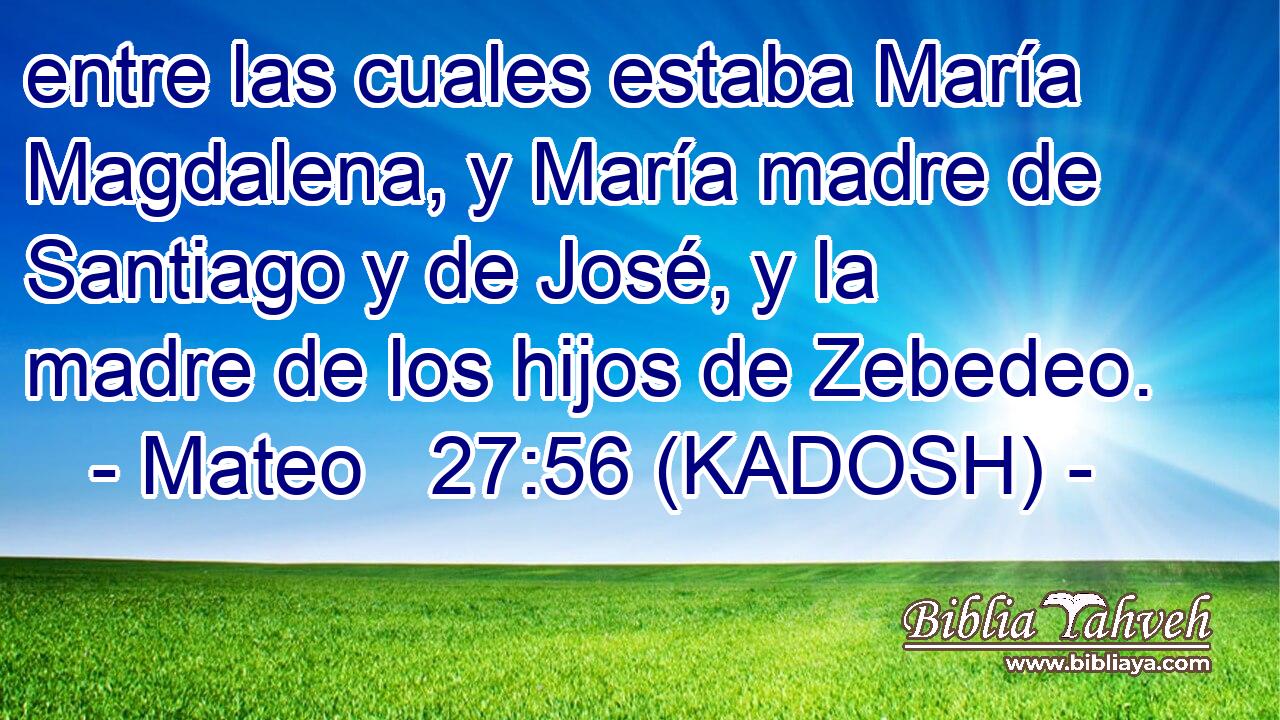  entre las cuales estaba María Magdalena, y María madre de Santiago y de José, y la madre de los hijos de Zebedeo. 