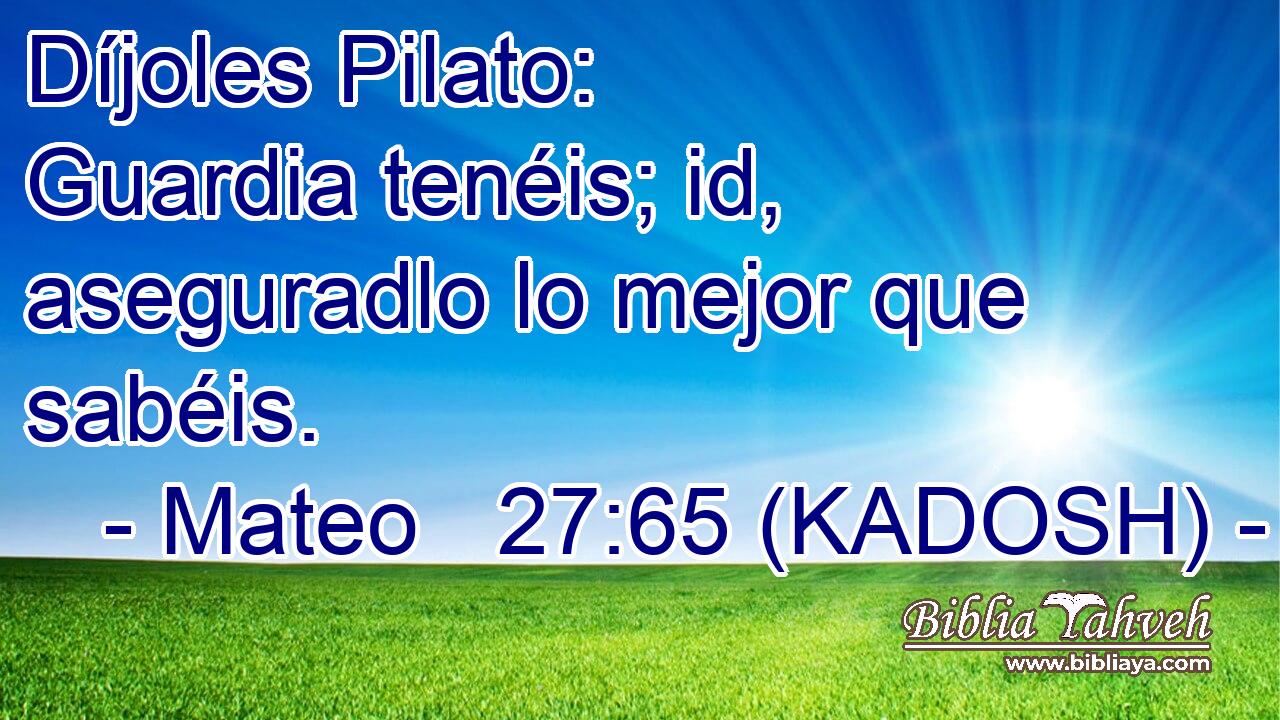  Díjoles Pilato:  Guardia tenéis; id, aseguradlo lo mejor que sabéis. 