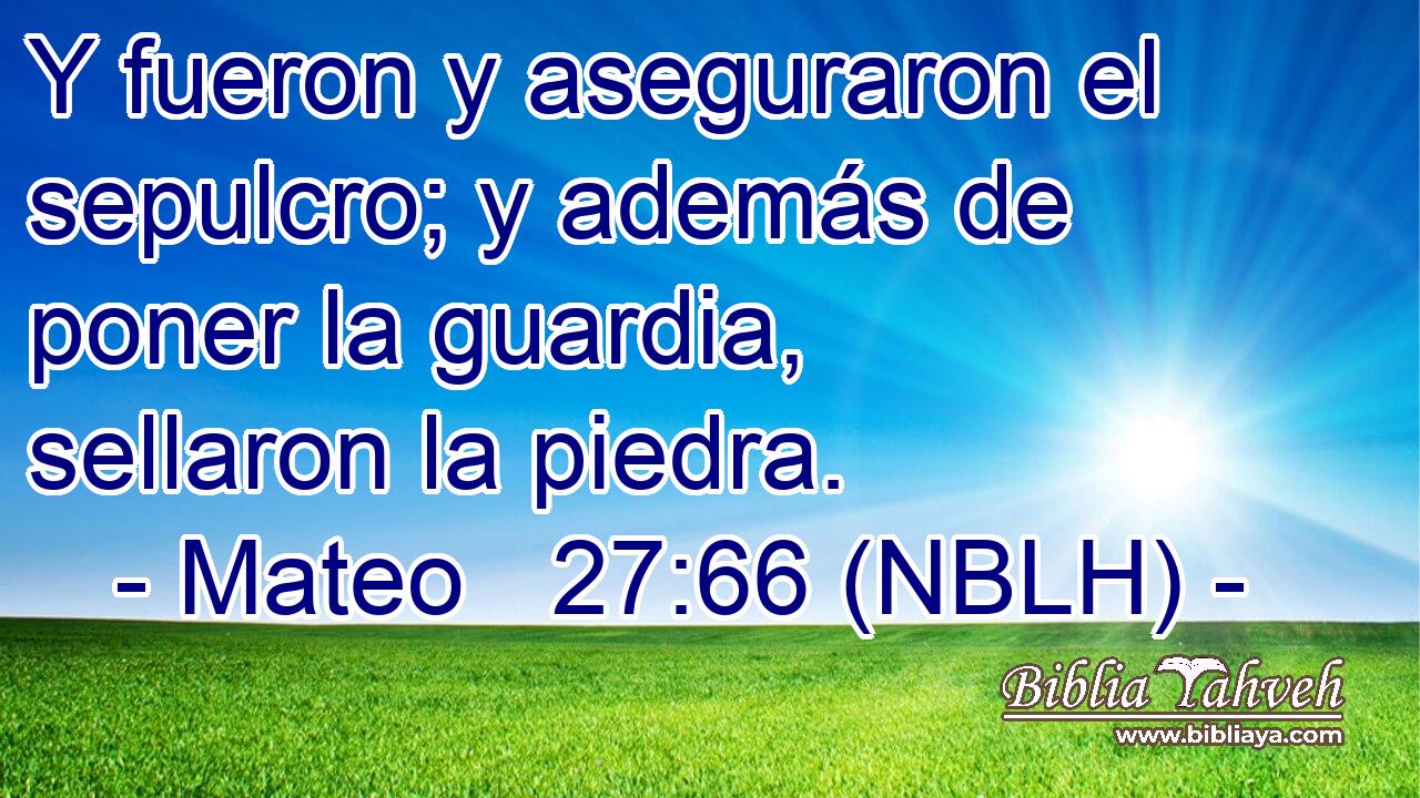  Y fueron y aseguraron el sepulcro; y además de poner la guardia, sellaron la piedra. 