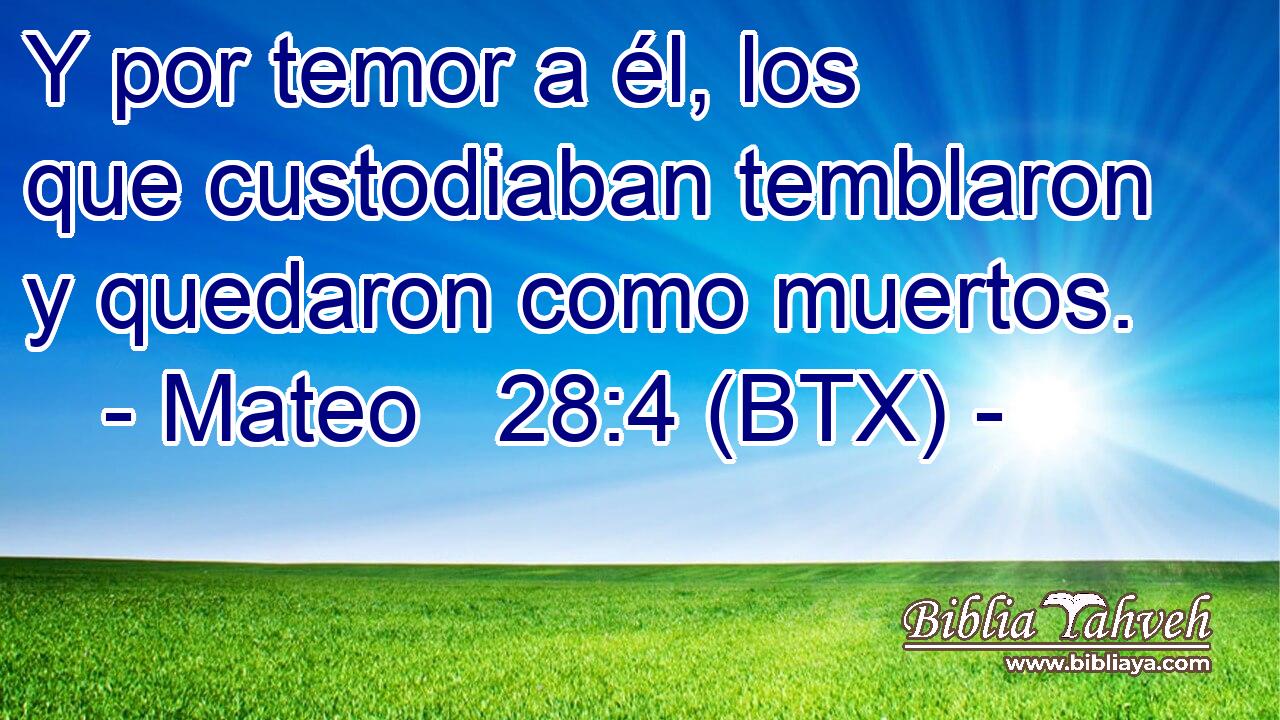 Y por temor a él, los que custodiaban temblaron y quedaron como muertos.
