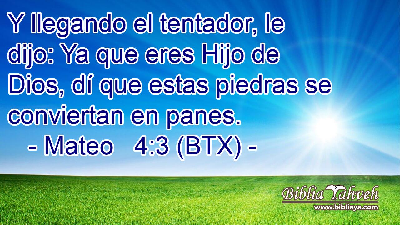 Y llegando el tentador, le dijo: Ya que eres Hijo de Dios, dí que estas piedras se conviertan en panes.