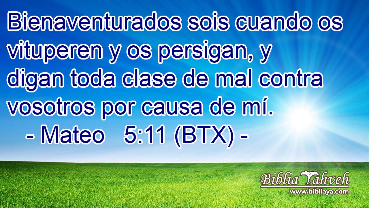 Bienaventurados sois cuando os vituperen y os persigan, y digan toda clase de mal contra vosotros por causa de mí.