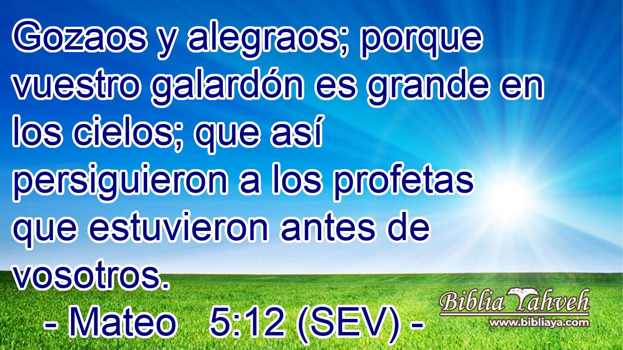 Gozaos y alegraos; porque vuestro galardón es grande en los cielos; que así persiguieron a los profetas que estuvieron antes de vosotros.