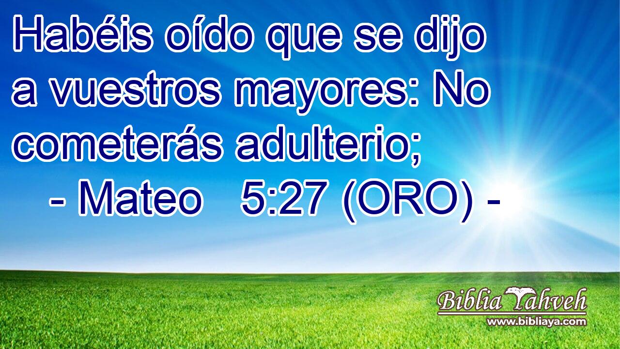  Habéis oído que se dijo a vuestros mayores: No cometerás adulterio; 